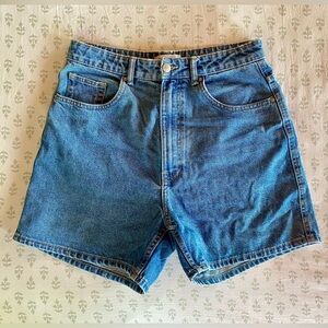 💙 ZARA 100% Organic Cotton High Rise Denim Jean Shorts Relaxed Classic Blue US 8